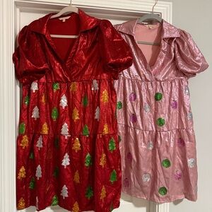 Simply Southern Shimmering Christmas Dresses LOT of 2